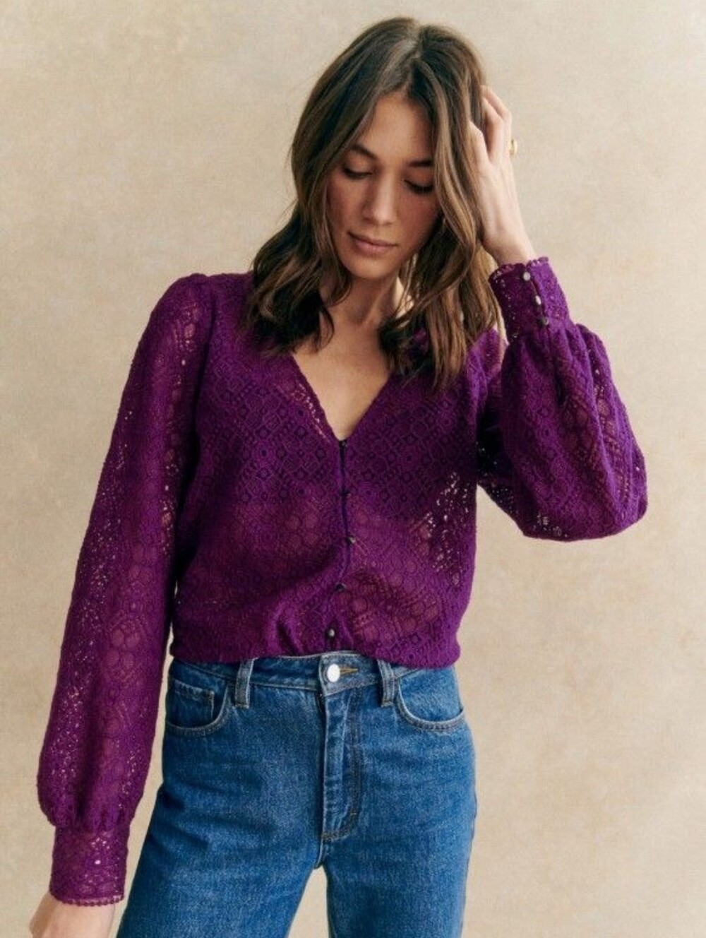 *NWT* [Sezane] Gaya Blouse In Violet/Purple, Size 36/4